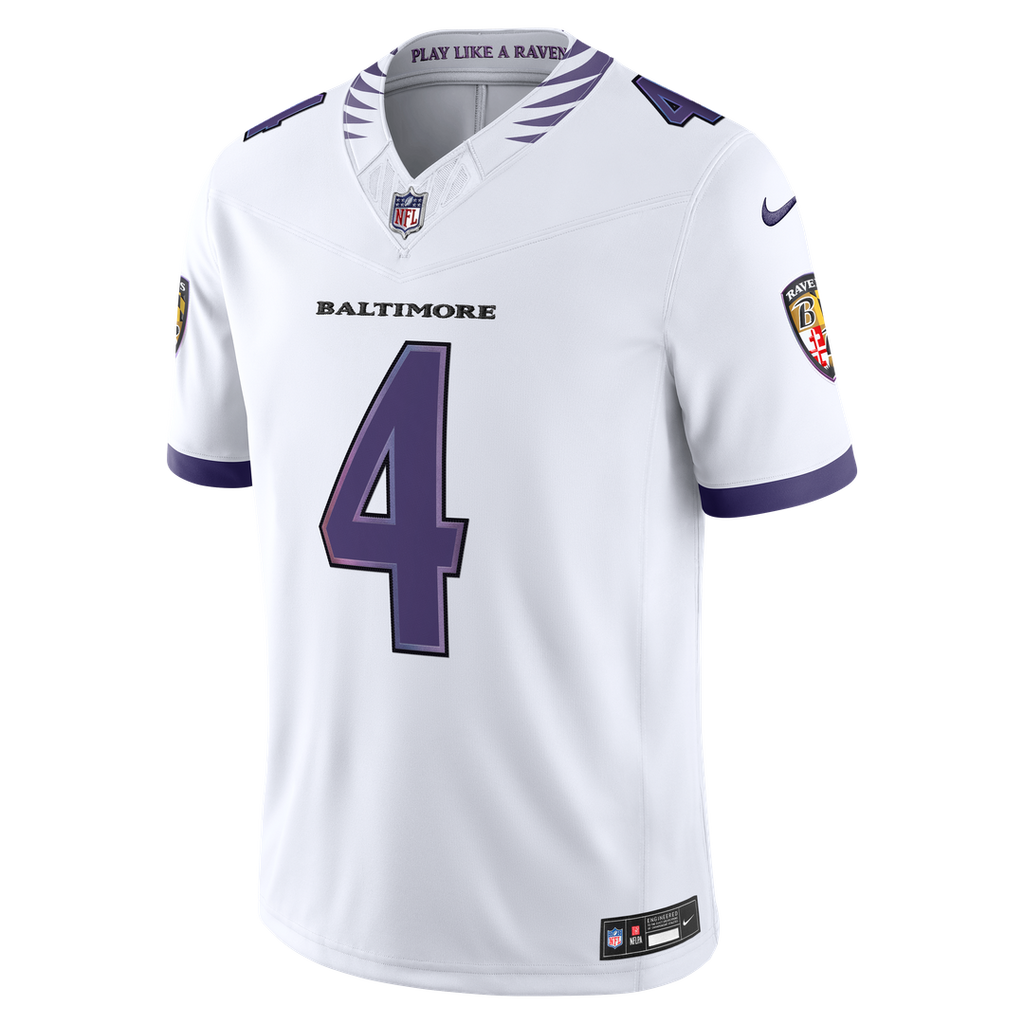 Zay Flowers Baltimore Ravens Vapor F.U.S.E. Stitched Limited Jersey - White