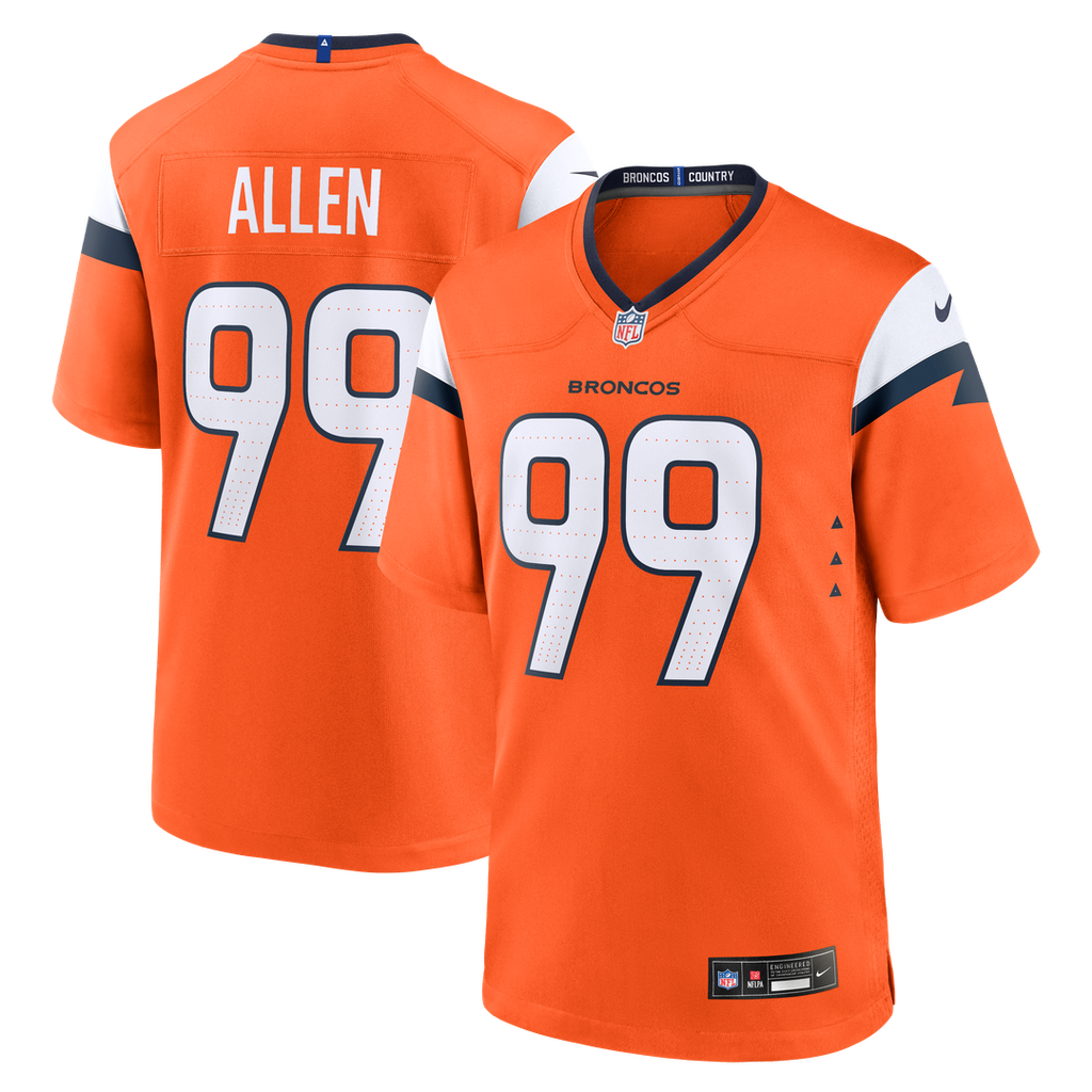 Zach Allen Denver Broncos Team Game Jersey - Orange