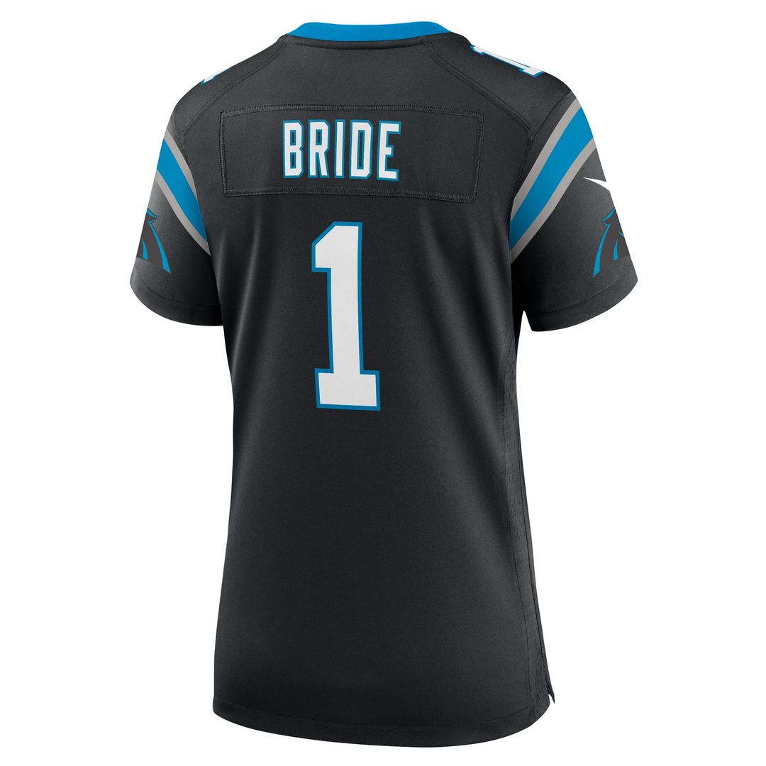 Number 1 Bride Carolina Panthers Women's Game Jersey - Black