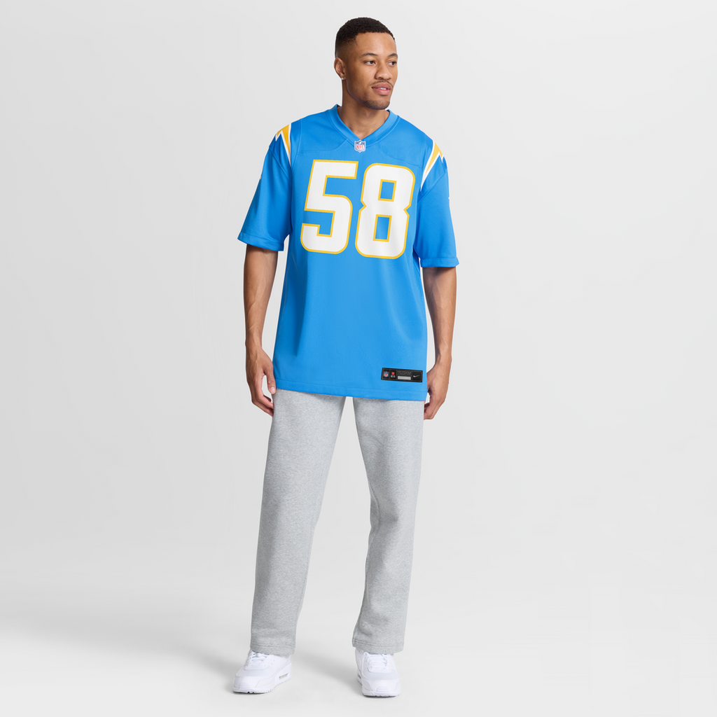 Tae Crowder Los Angeles Chargers Team Game Jersey - Powder Blue