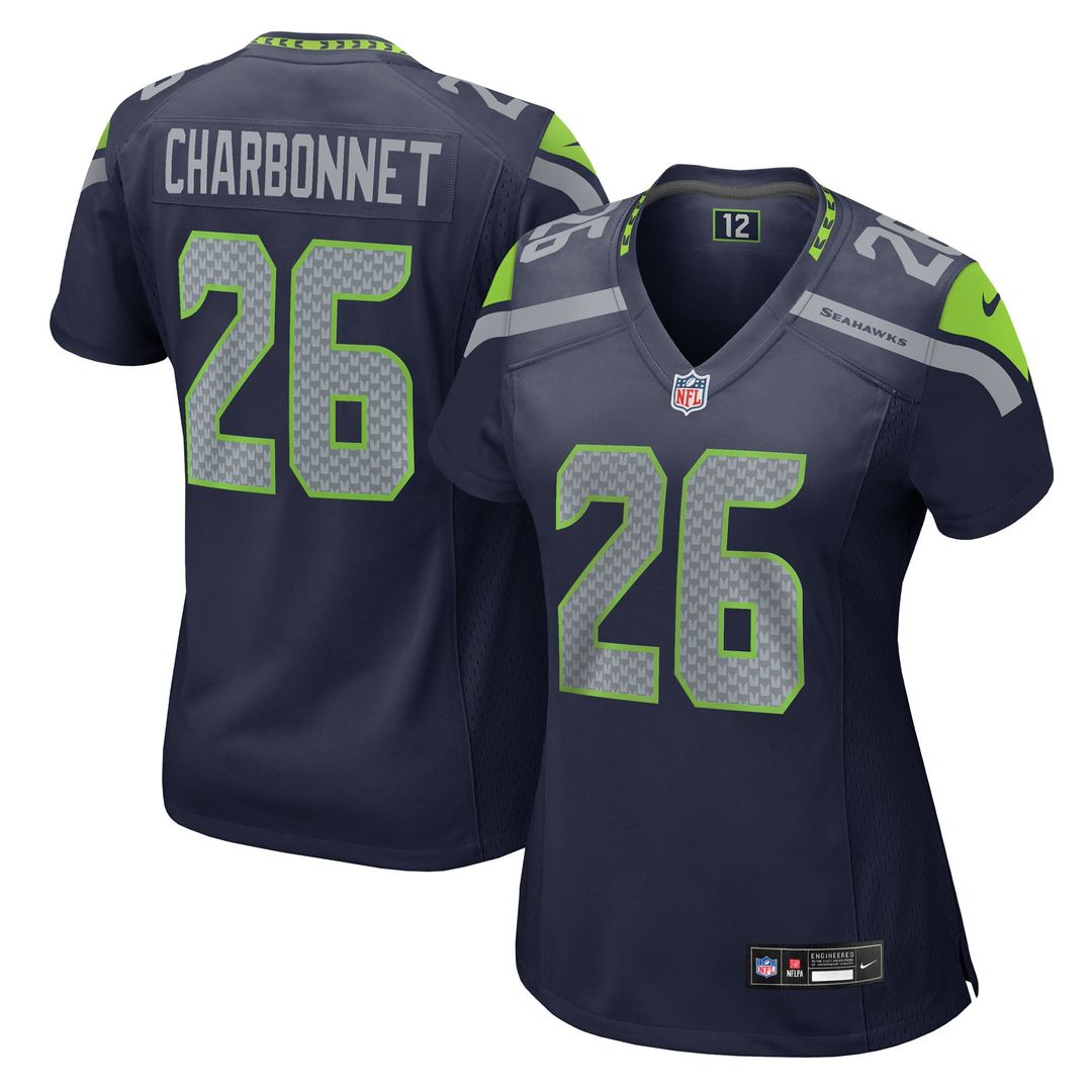 Zach Charbonnet Seattle Seahawks Women's Team Game Jersey - College Navy