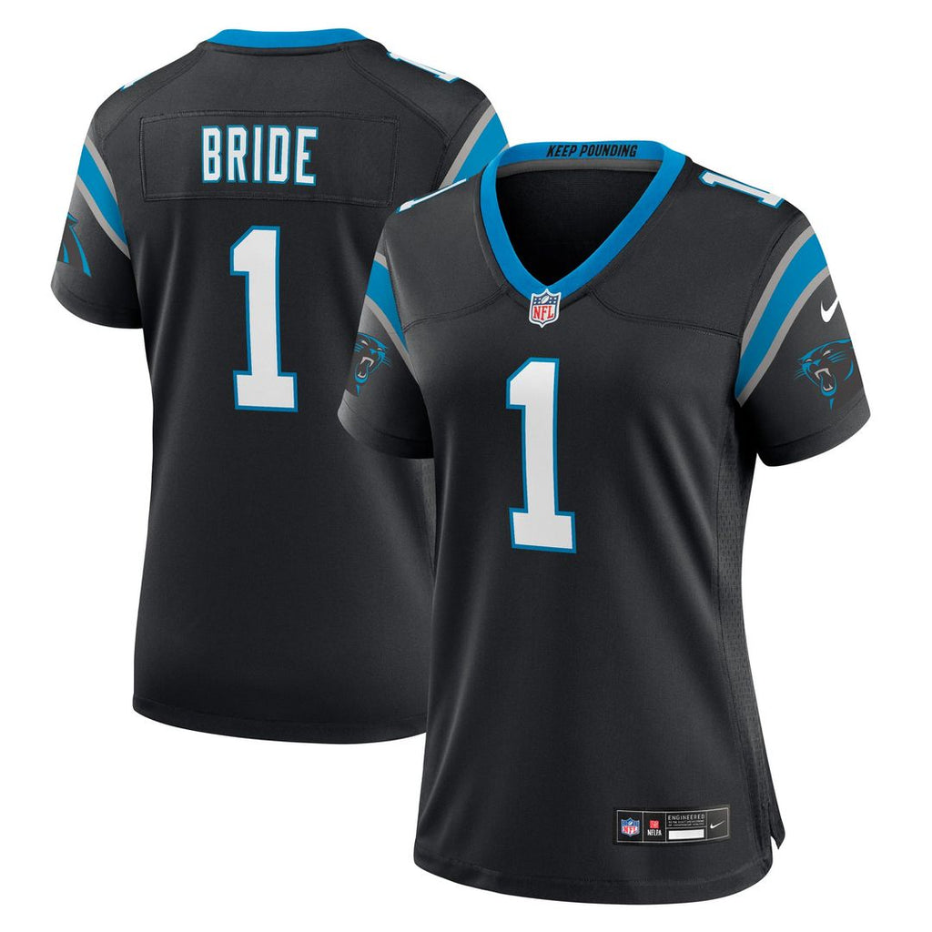 Number 1 Bride Carolina Panthers Women's Game Jersey - Black