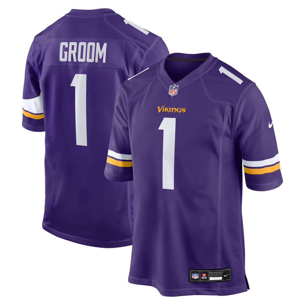 Number 1 Groom Minnesota Vikings Game Jersey - Purple