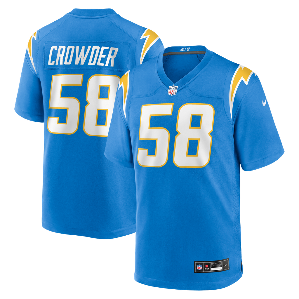 Tae Crowder Los Angeles Chargers Team Game Jersey - Powder Blue