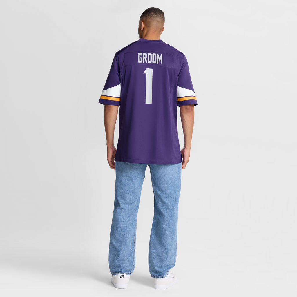 Number 1 Groom Minnesota Vikings Game Jersey - Purple