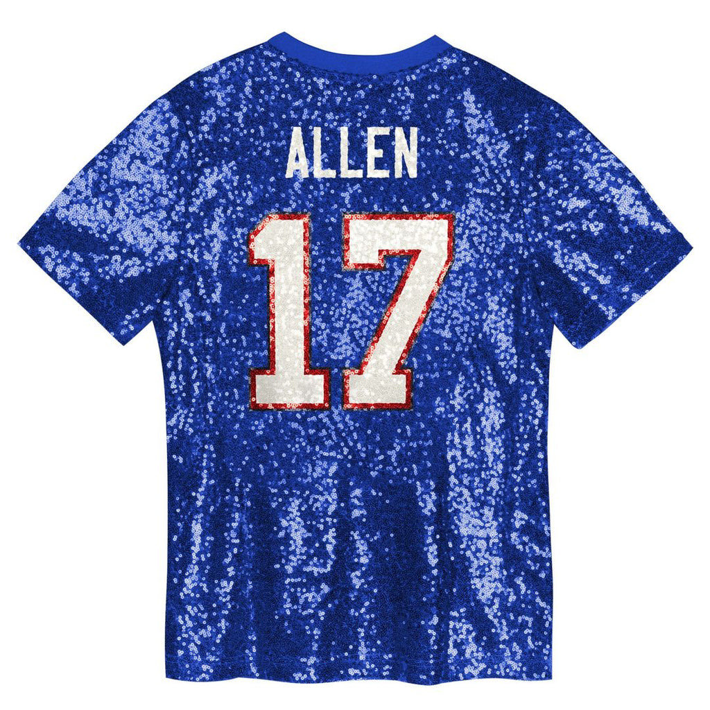 Josh Allen Buffalo Bills Girls Youth Sequin V-Neck Fashion Jersey - Royal