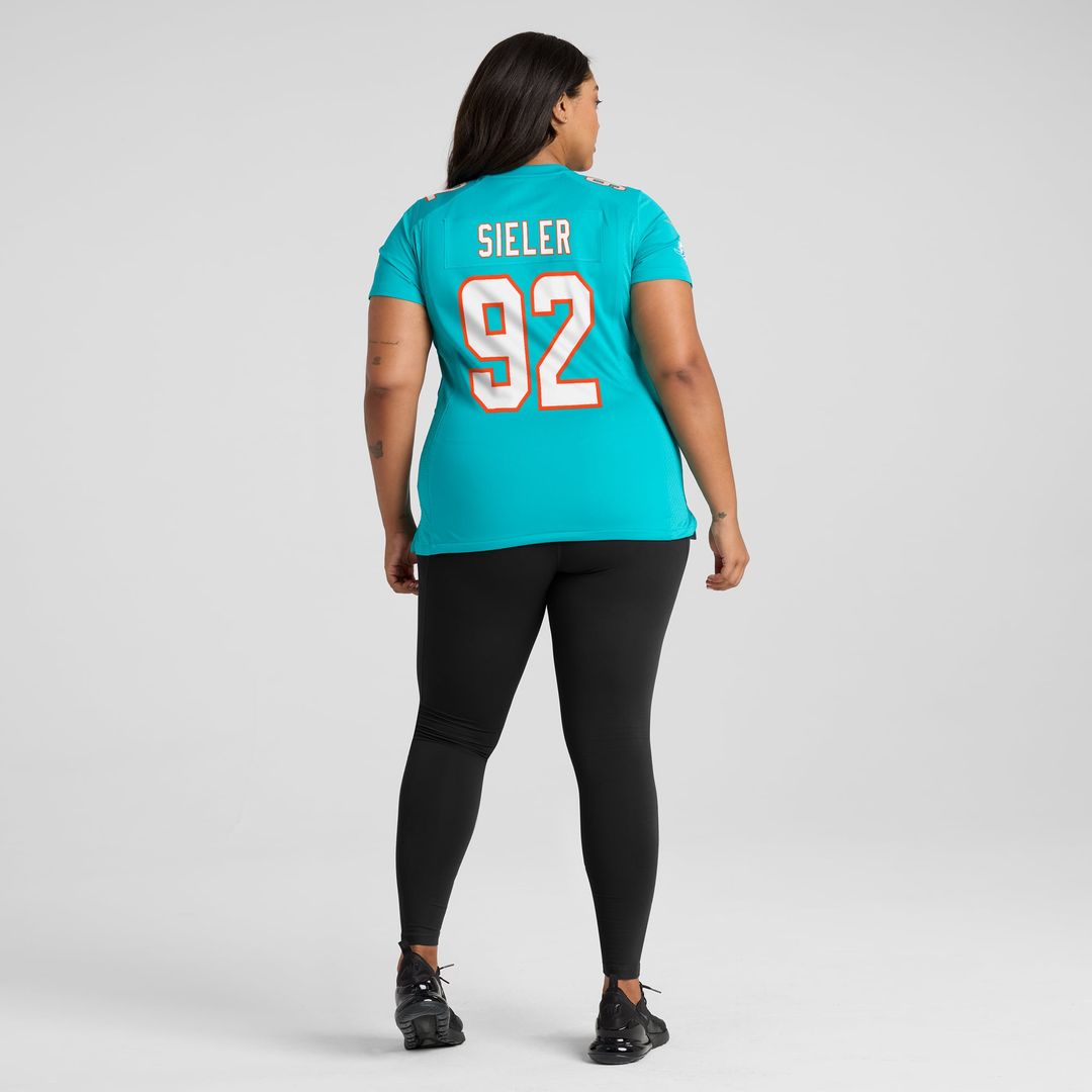 Zach Sieler Miami Dolphins Women's Game Jersey - Aqua