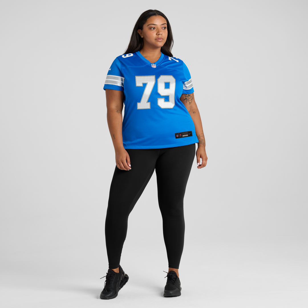 Larry Borom Detroit Lions Women's Team Game Jersey - Blue