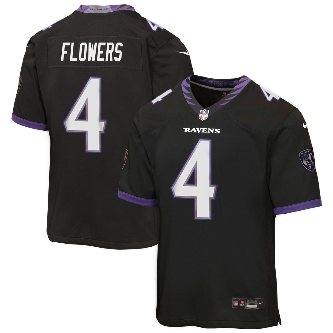 Zay Flowers Baltimore Ravens Youth Alternate Game Jersey - Black