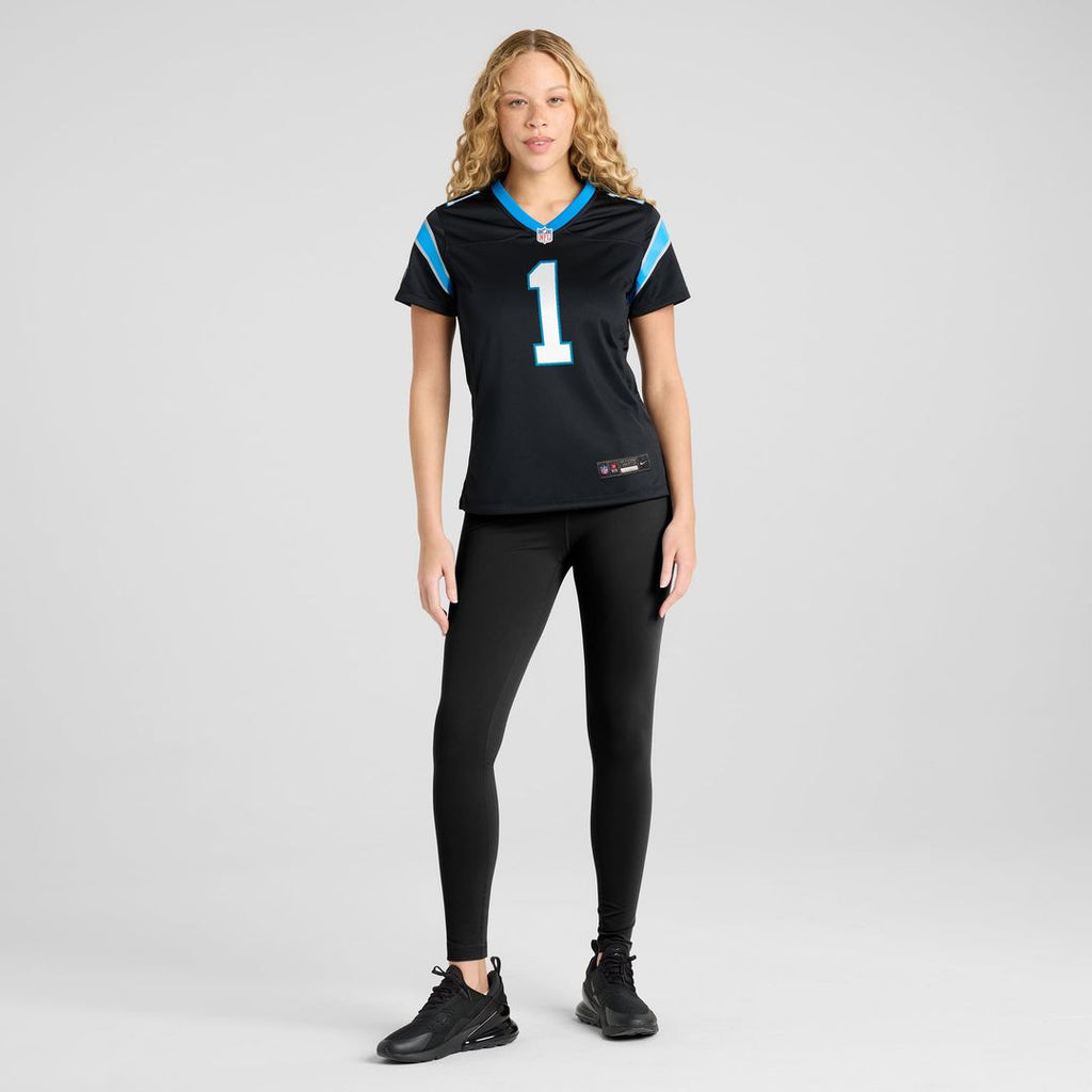 Number 1 Bride Carolina Panthers Women's Game Jersey - Black