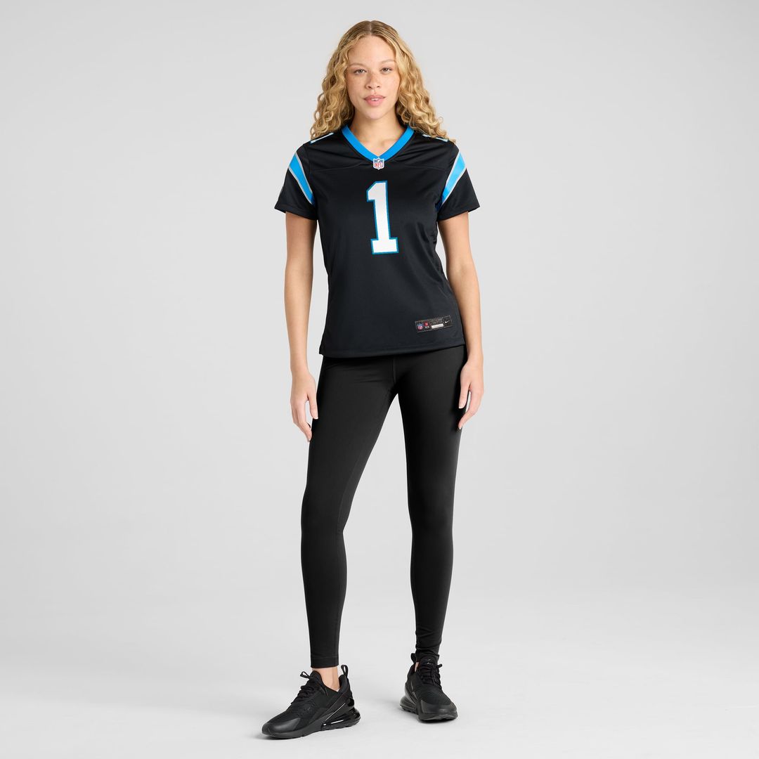 Number 1 Bride Carolina Panthers Women's Game Jersey - Black