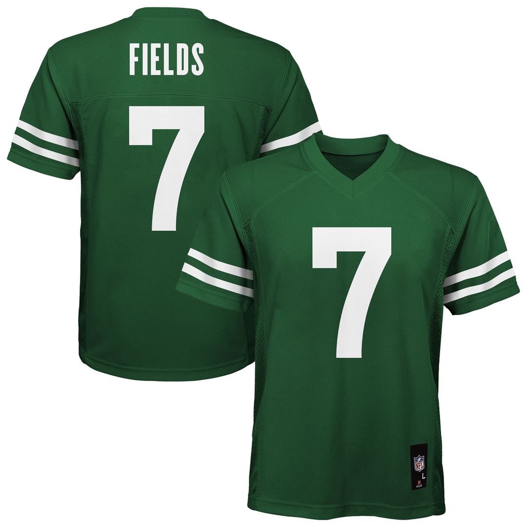 Justin Fields New York Jets Youth Replica Player Jersey - Legacy Green