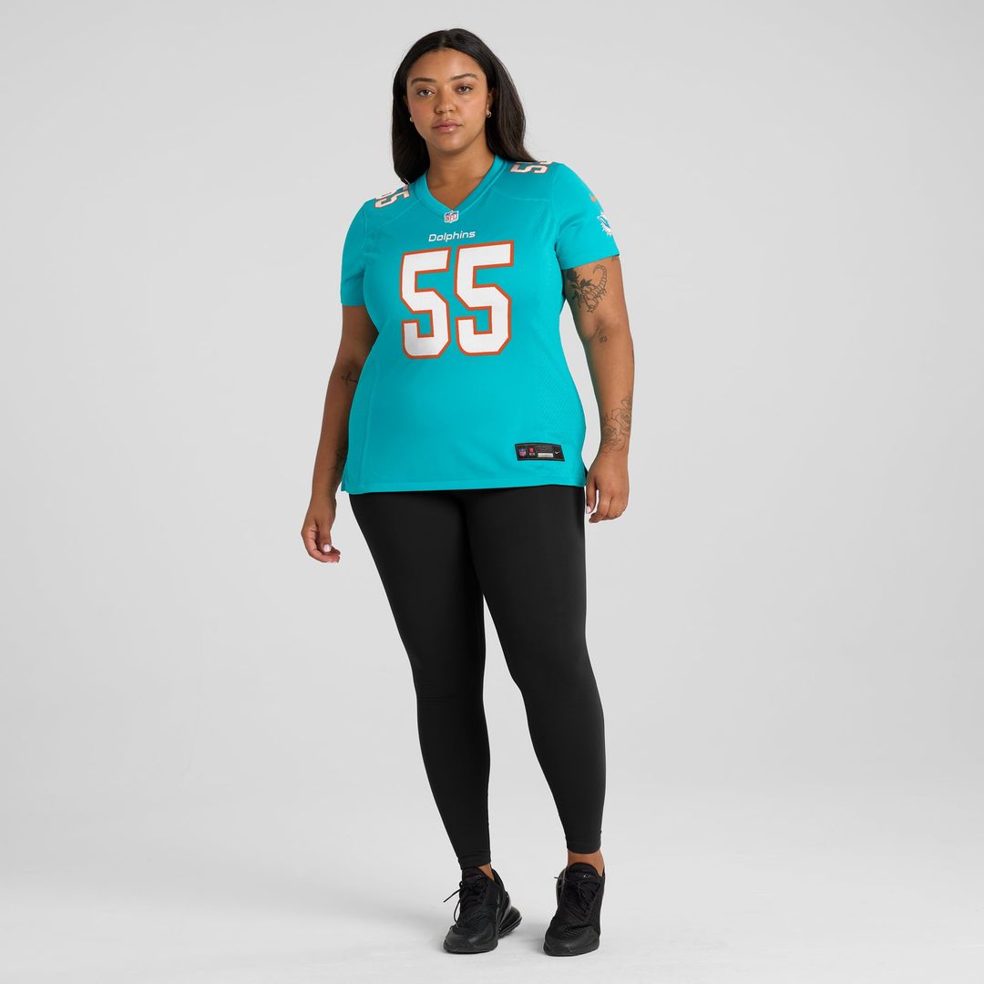 Aaron Brewer Miami Dolphins Women's Game Jersey - Aqua