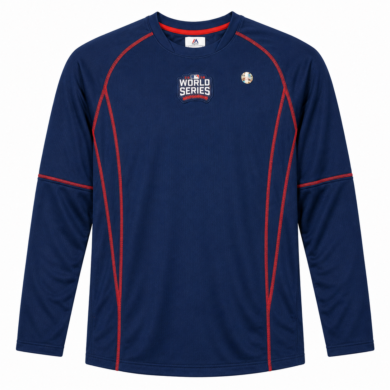 Men's 2016 World Series Authentic Navy Majestic Practice Pullover Therma Base Top