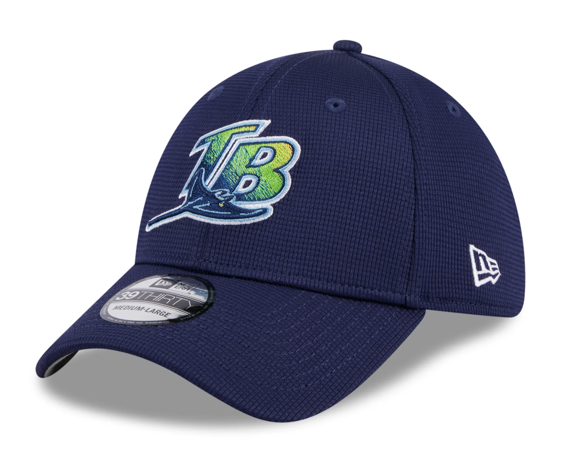Men's Tampa Bay Rays New Era 2024 Batting Practice Navy 39THIRTY Flex-Fit Hat