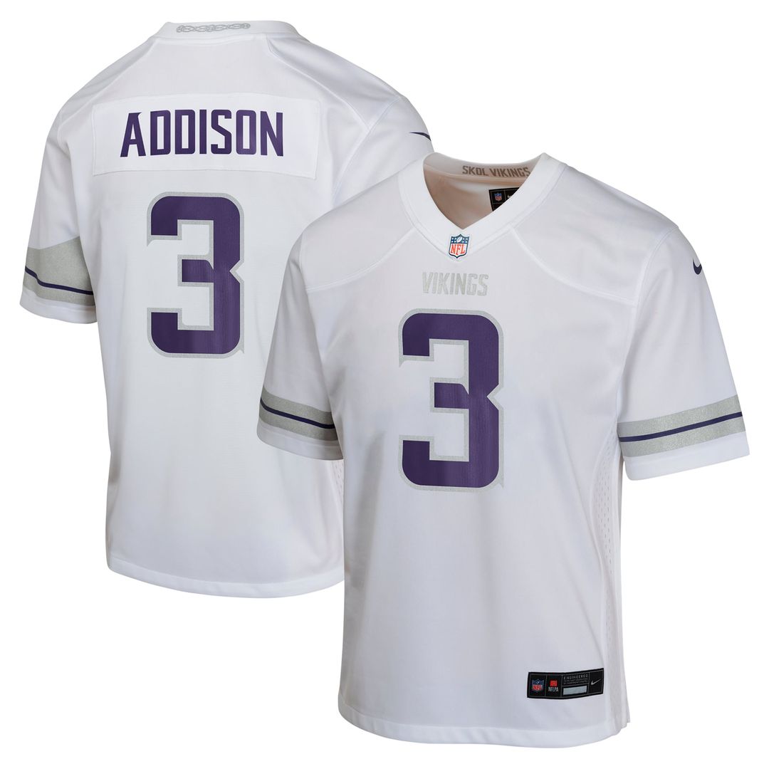 Addison Minnesota Vikings Youth Game Jersey - White