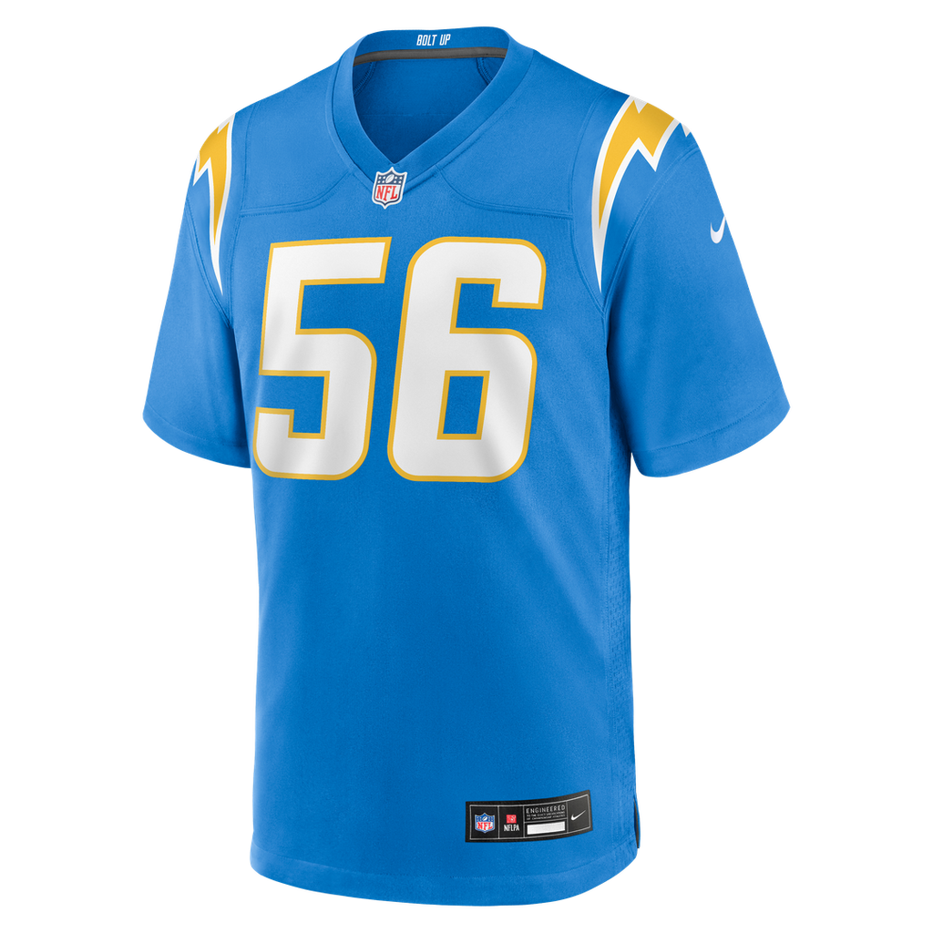 Kanai Mauga Los Angeles Chargers Team Game Jersey - Powder Blue