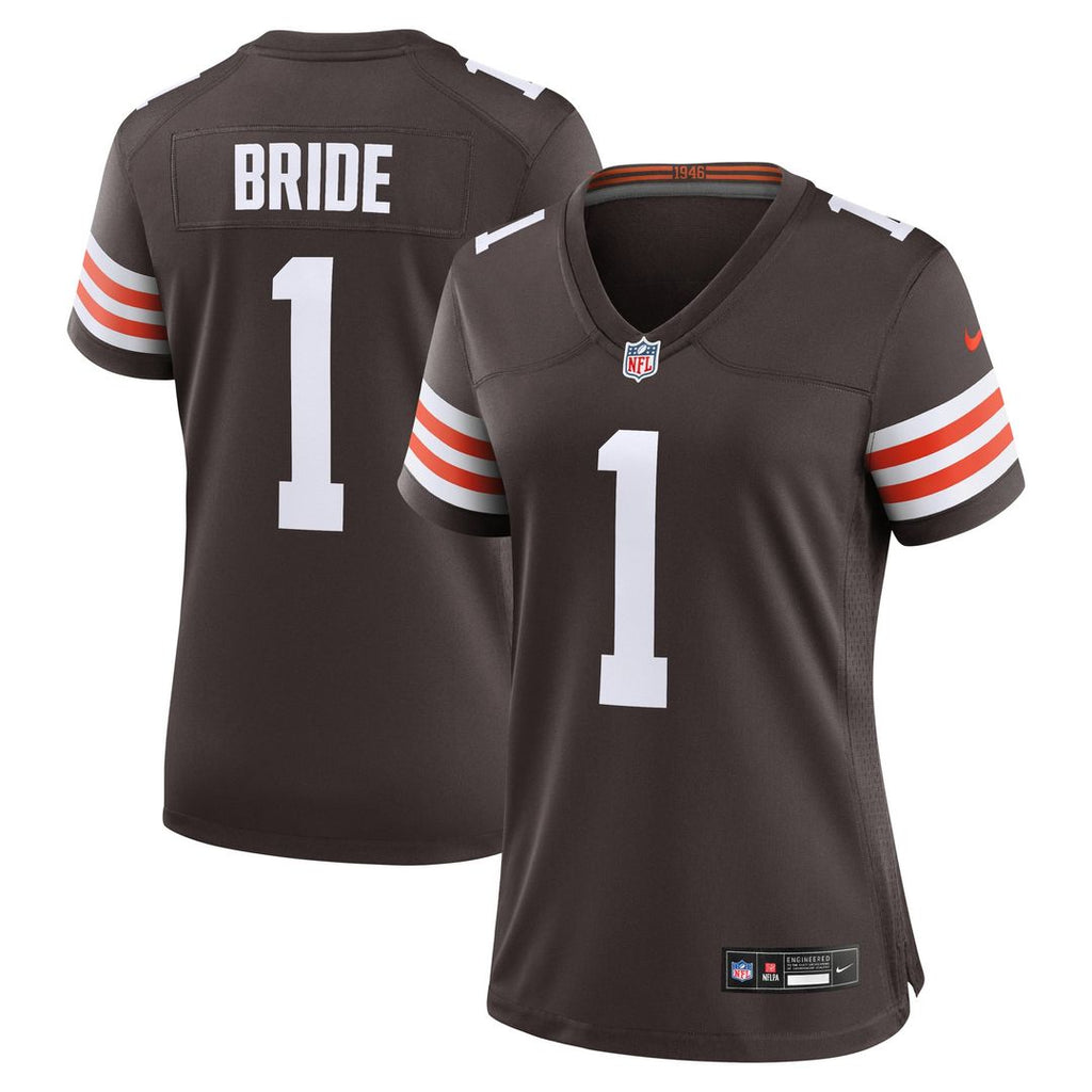 Number 1 Bride Cleveland Browns Women's Game Jersey - Brown