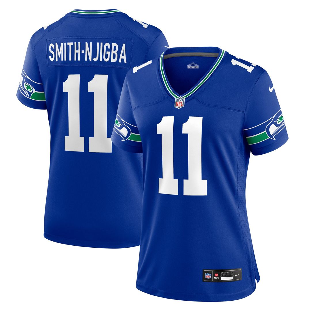 Jaxon Smith-Njigba Seattle Seahawks Women's Throwback Player Game Jersey - Royal