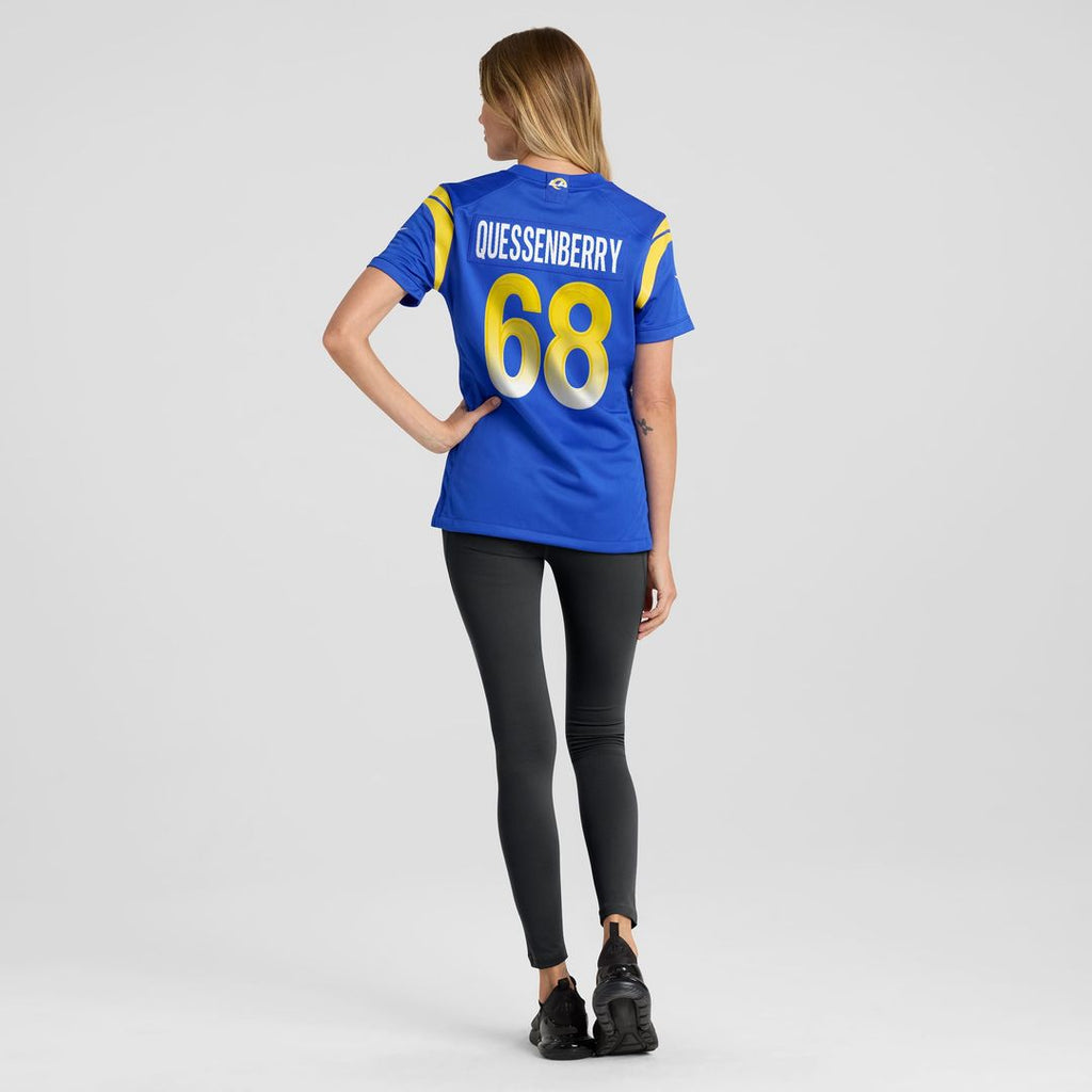 David Quessenberry Los Angeles Rams Women's Team Game Jersey - Royal