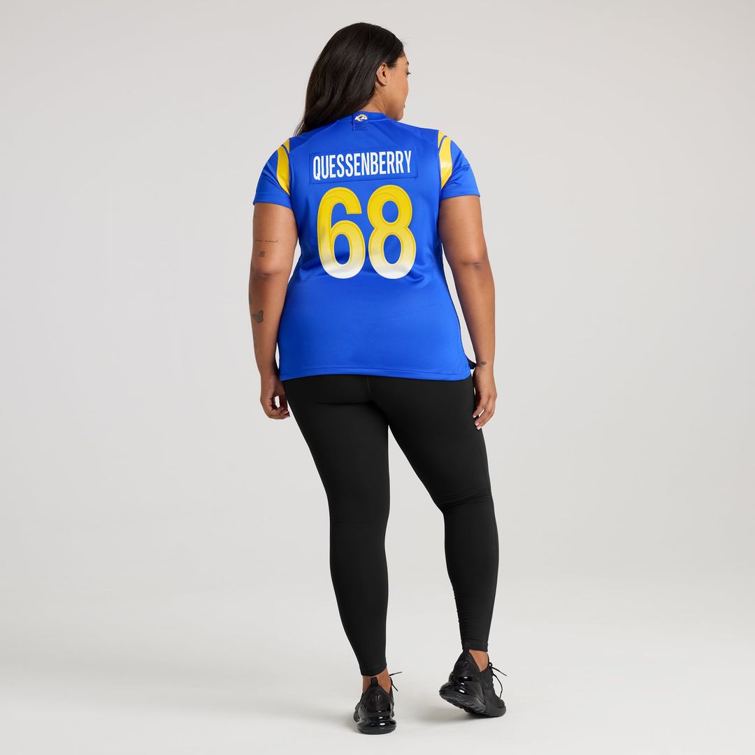 David Quessenberry Los Angeles Rams Women's Team Game Jersey - Royal