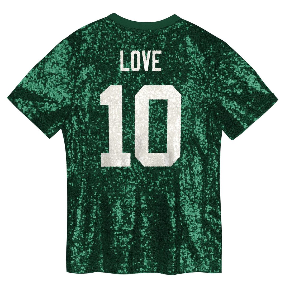 Love Green Bay Packers Girls Youth Sequin V-Neck Fashion Jersey - Green