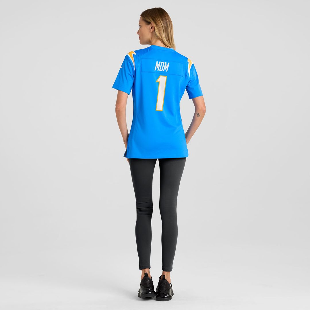 Number 1 Mom Los Angeles Chargers Women's Game Jersey - Powder Blue