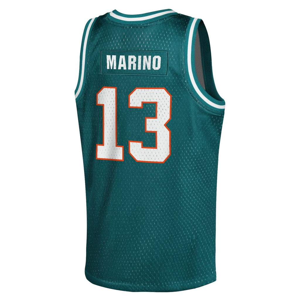 Dan Marino Miami Dolphins Mitchell & Ness Youth Retired Player Basketball Fashion Jersey - Aqua