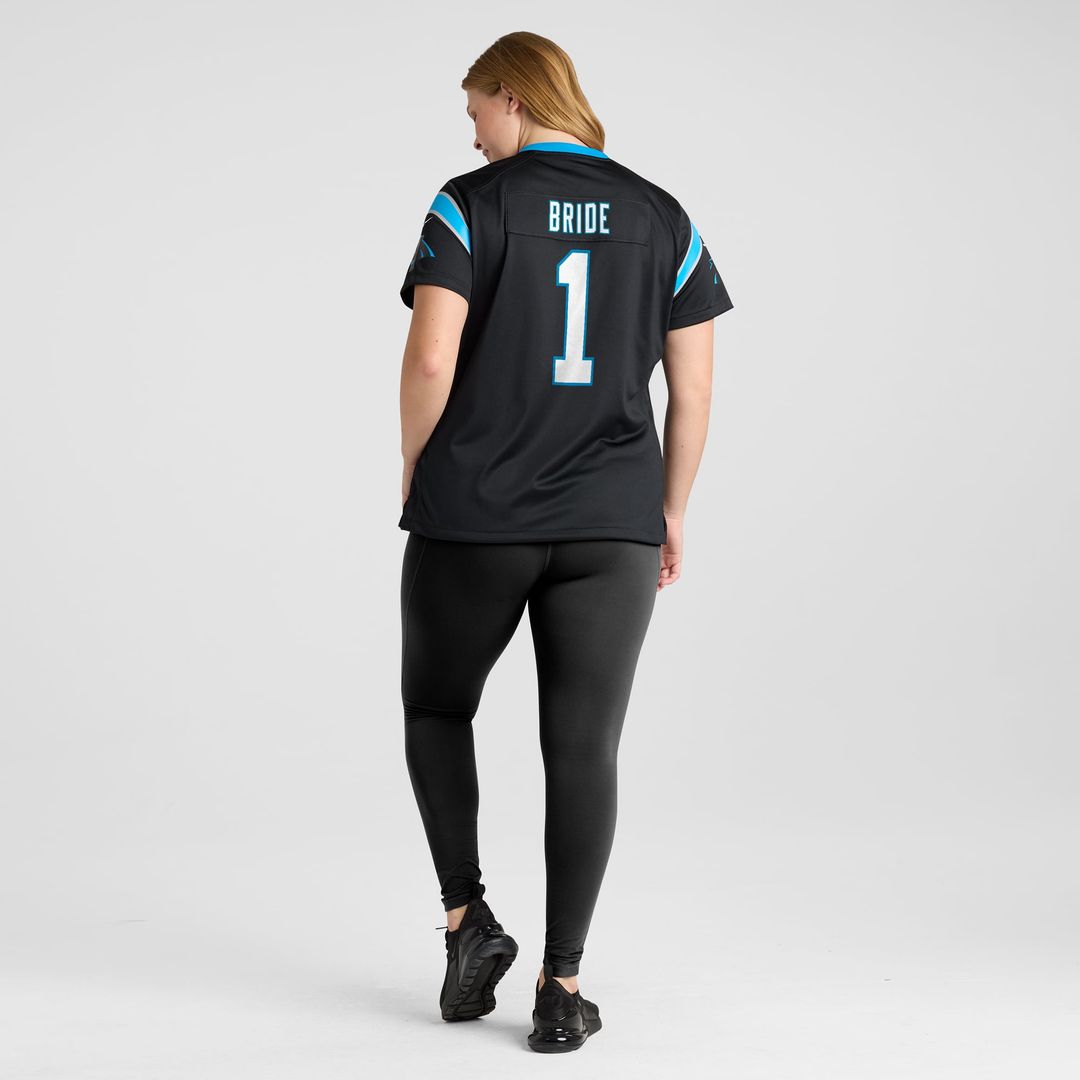 Number 1 Bride Carolina Panthers Women's Game Jersey - Black