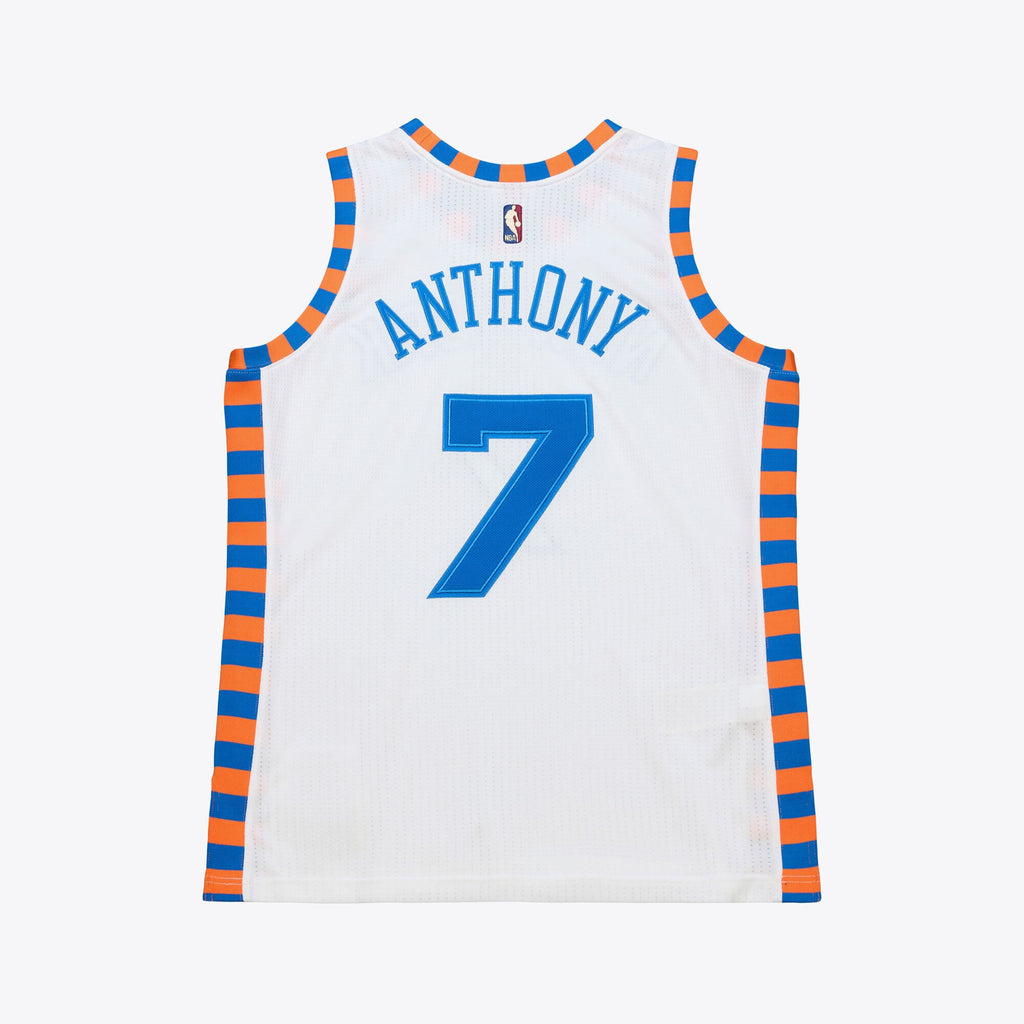 Men's Mitchell & Ness Carmelo Anthony White New York Knicks 2015-16 Hardwood Classics Authentic Jersey