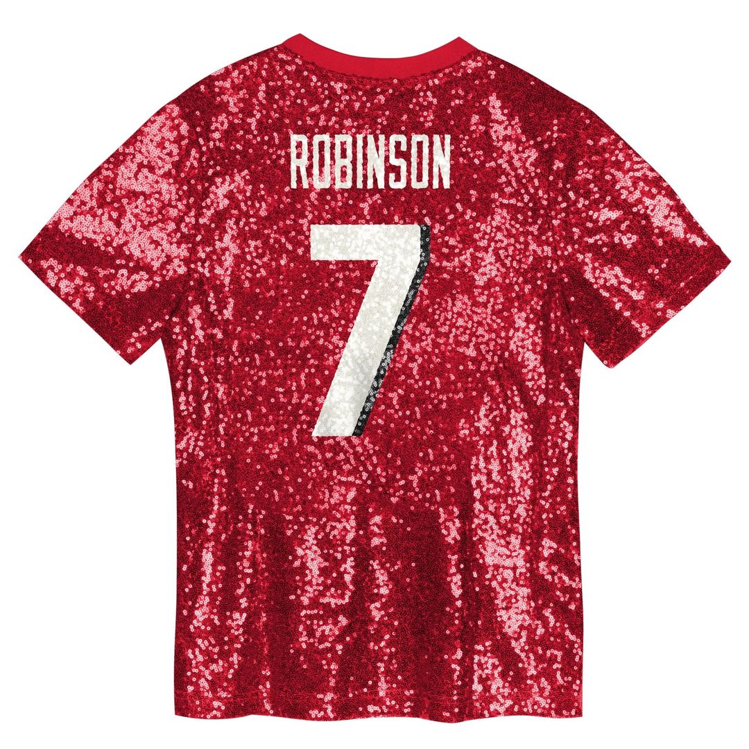Bijan Robinson Atlanta Falcons Girls Youth Sequin V-Neck Fashion Jersey - Red