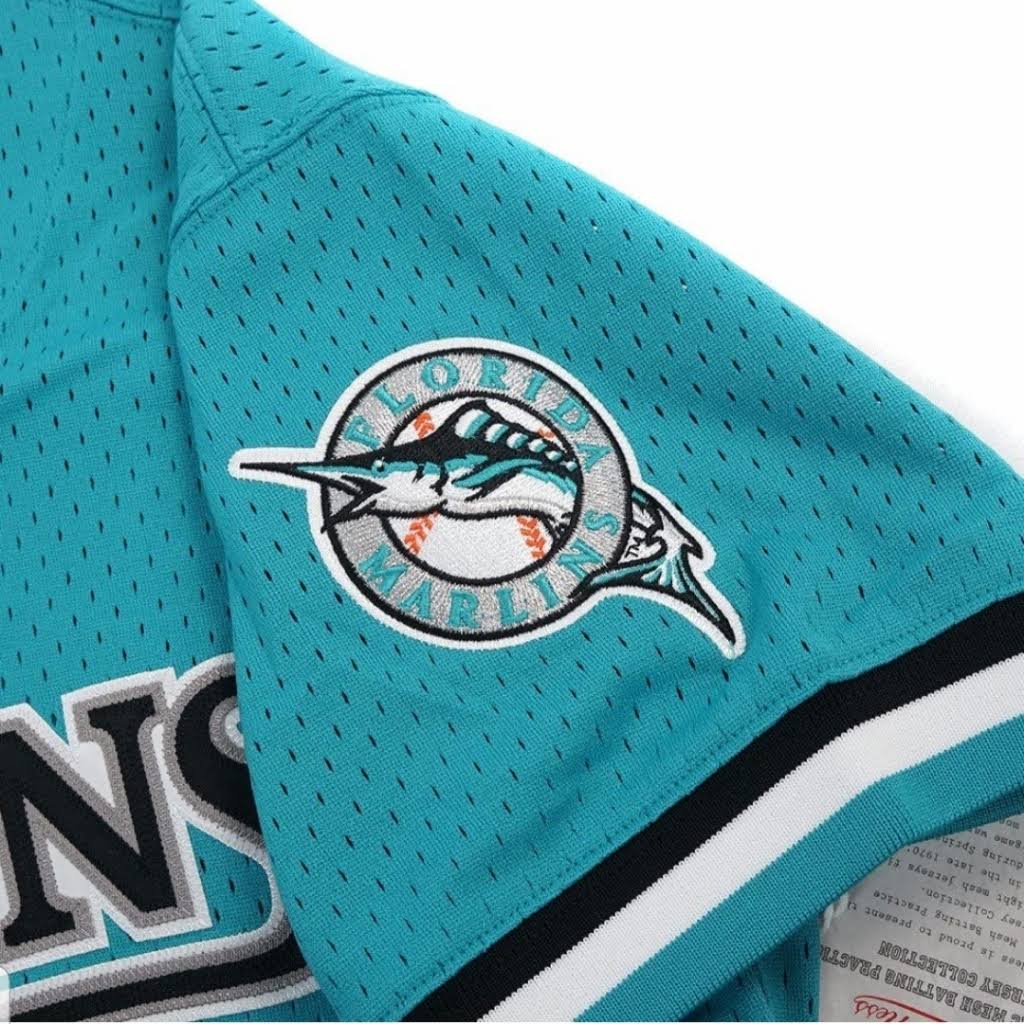 Men's Florida Marlins Andre Dawson 1995 Mitchell & Ness Teal Fashion Cooperstown Collection Mesh Batting Practice Jersey