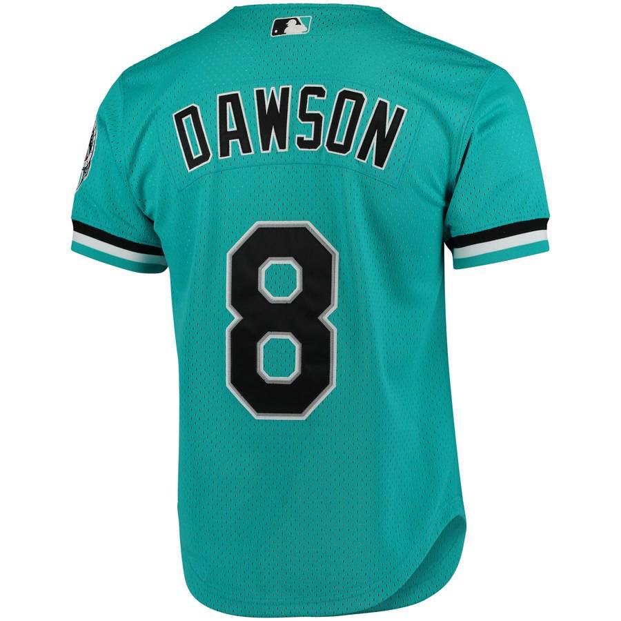 Men's Florida Marlins Andre Dawson 1995 Mitchell & Ness Teal Fashion Cooperstown Collection Mesh Batting Practice Jersey